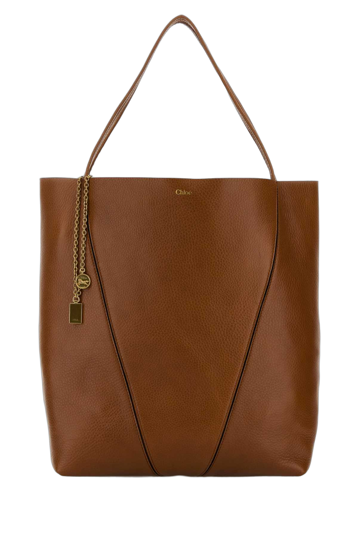 Chloé Grained Calf Leather Shoulder Bag — Brown