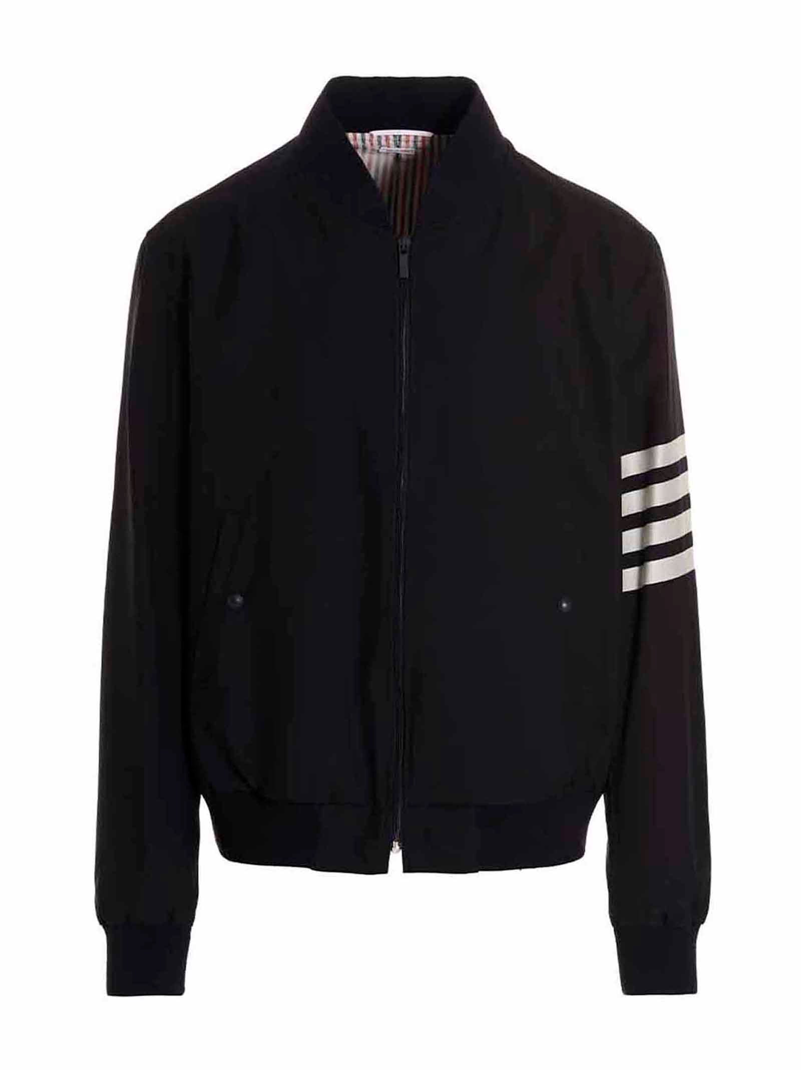 Thom Browne 4-Bar Wool Bomber Jacket — Navy