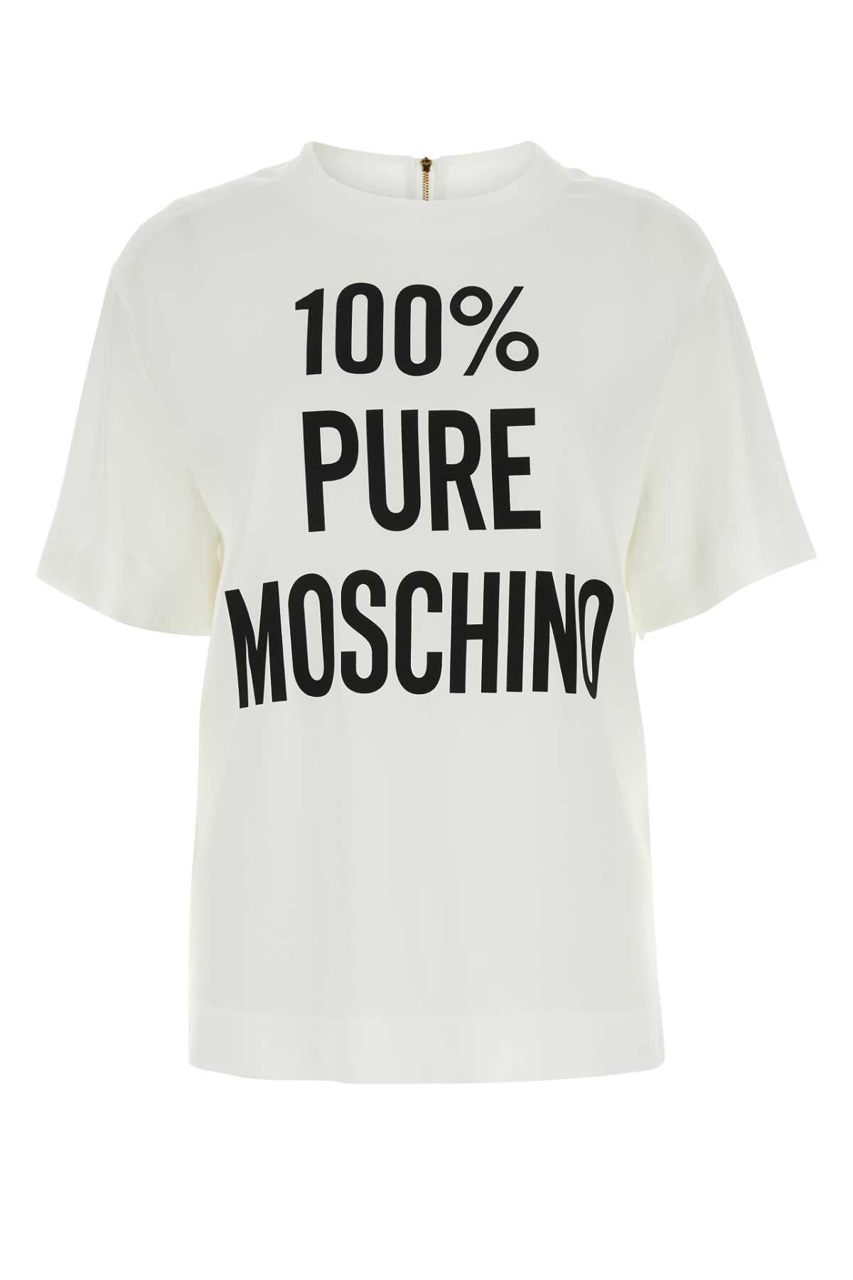 Moschino Logo-Print Crepe T-Shirt — White