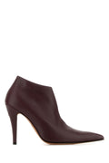 Alexander McQueen Leather Pointed-Toe Heel — Wine