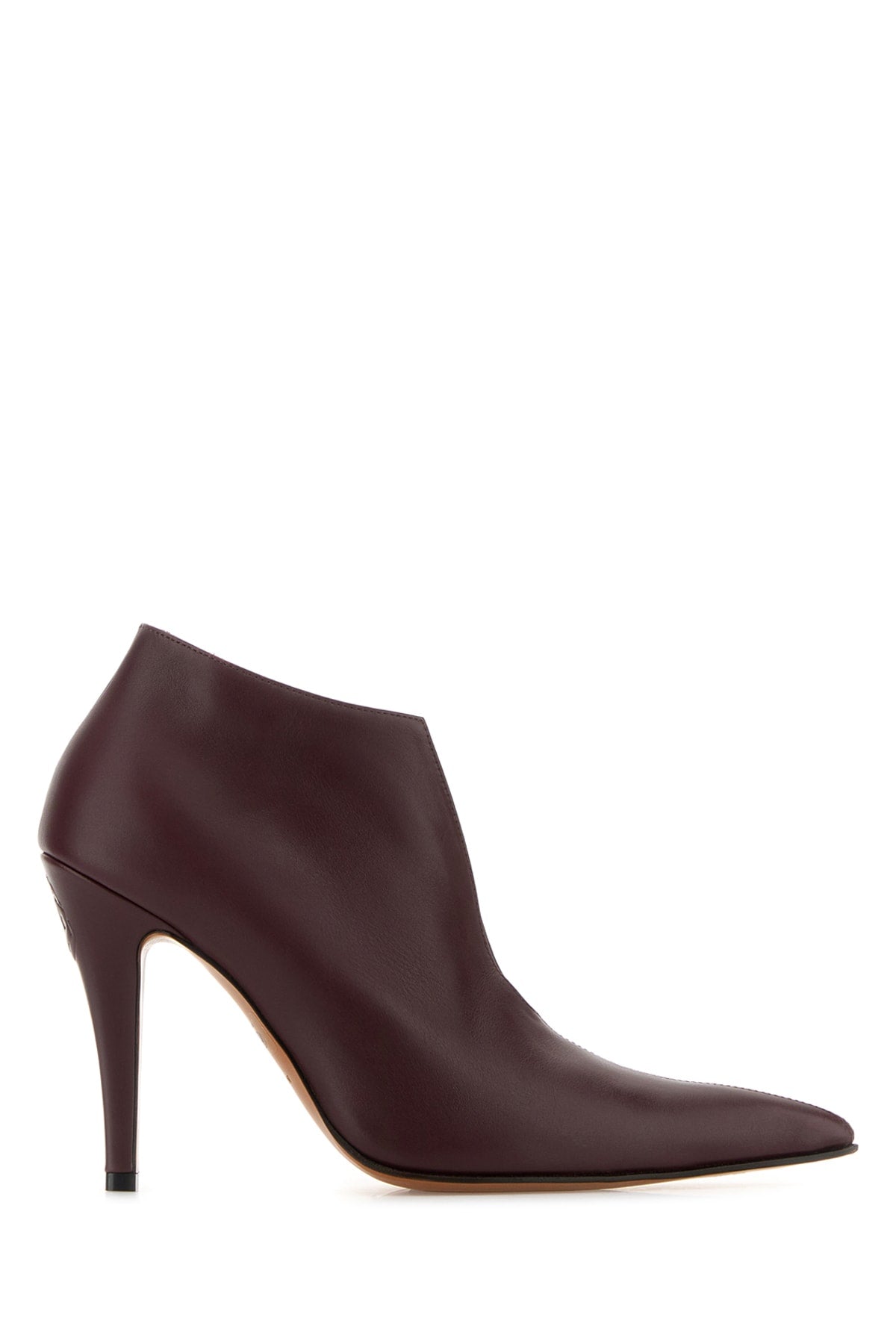 Alexander McQueen Leather Pointed-Toe Heel — Wine