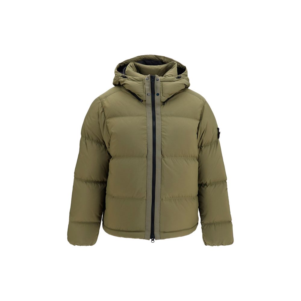 Stone Island Detachable Hood Polyamide Down Jacket — Beige