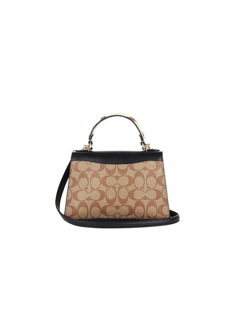 Coach Monogram Canvas Top Handle Bag — Gold