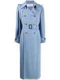 Valentino Pleated Silk Trench Coat — Blue