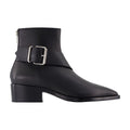 Alexander McQueen Buckle-Strap Leather Ankle Boot — Black