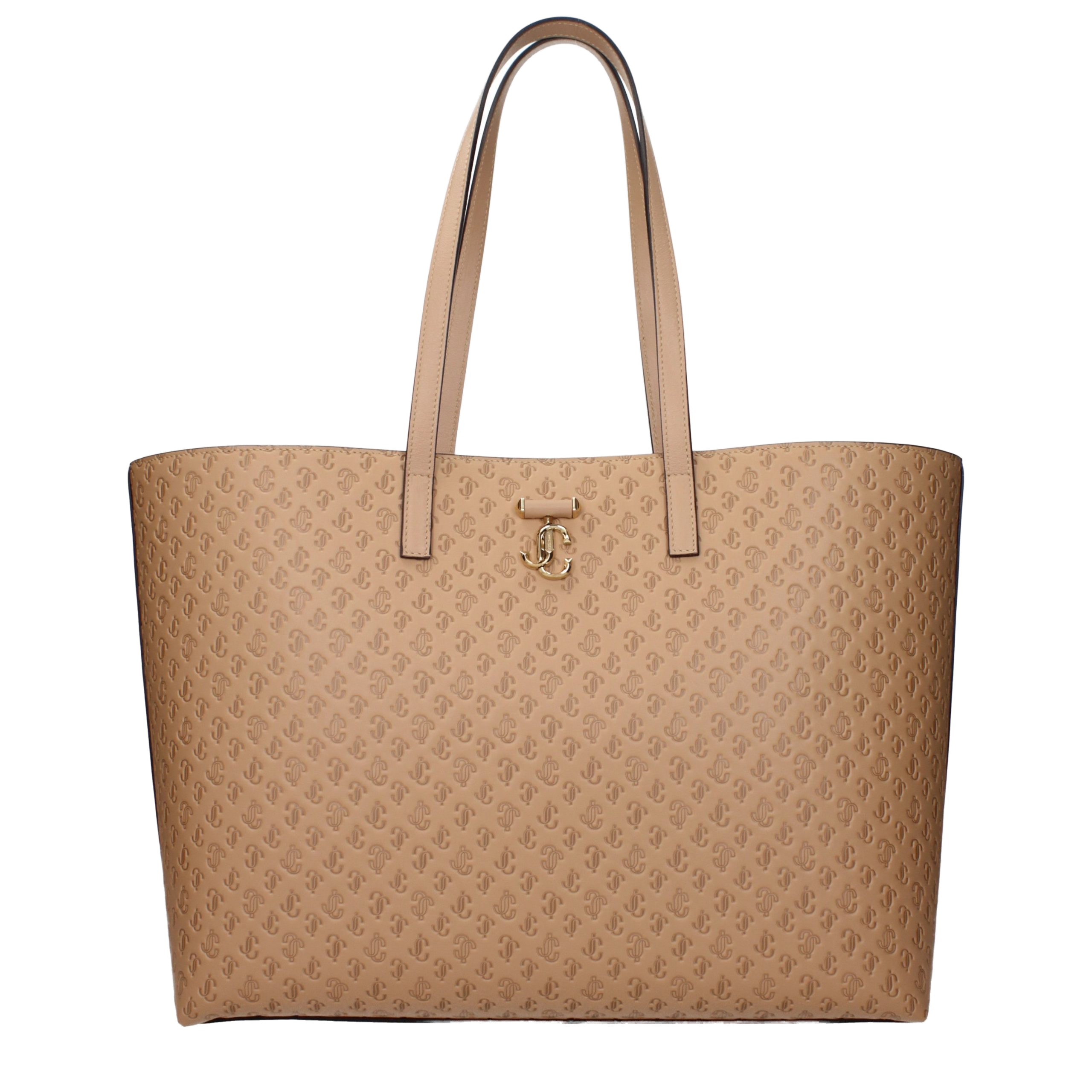 Jimmy Choo Logo-Embossed Leather Tote Bag — Brown