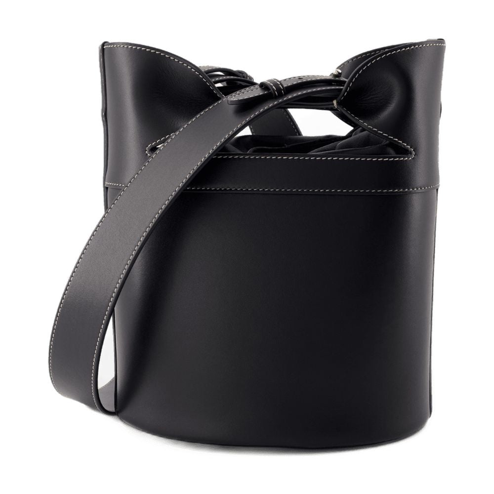 Alexander McQueen Leather Bow-Handle Crossbody Bag — Black