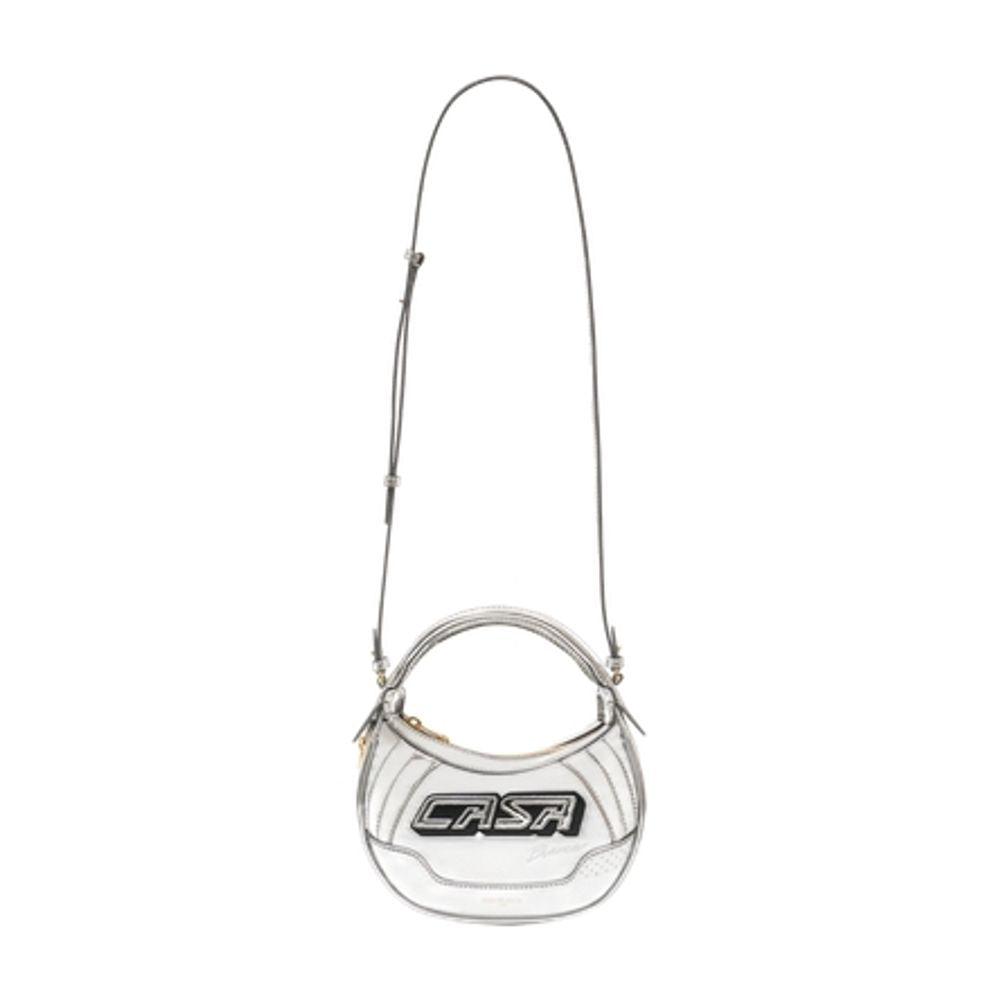 Casablanca Logo-Plaque Biker Shoulder Bag — Silver