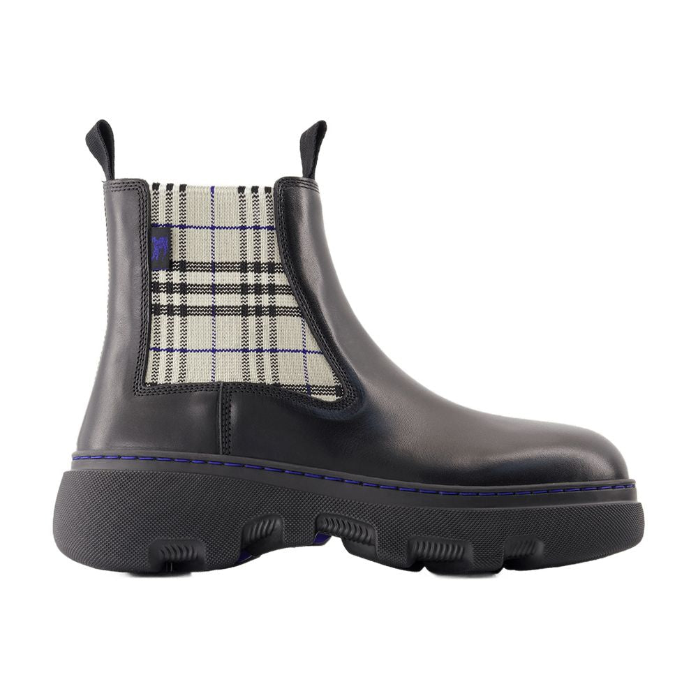 Burberry Plaid Chelsea Boot — Black