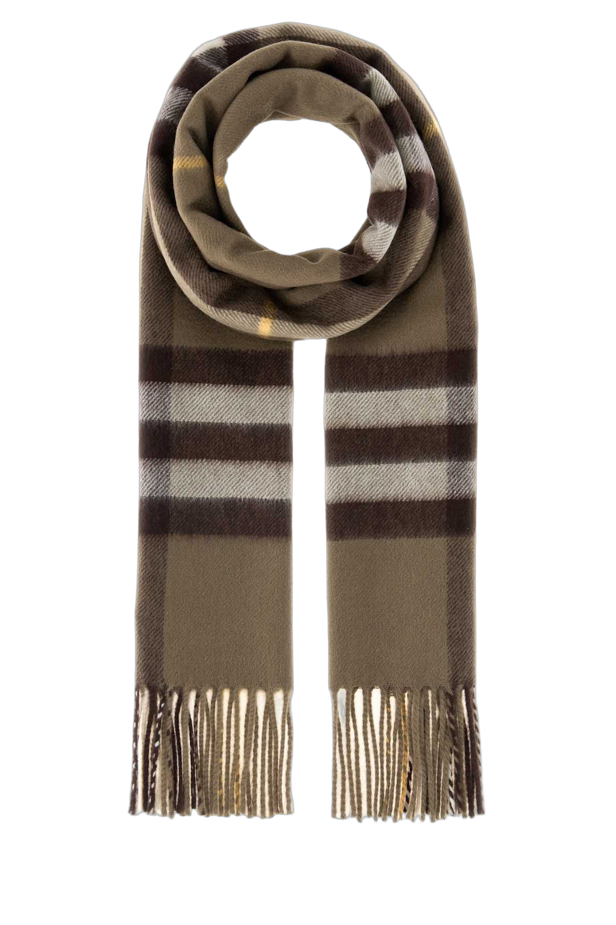 Burberry Cashmere Striped Scarf — Brown