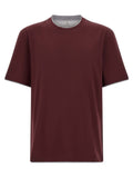 Brunello Cucinelli Double-Layered Cotton T-Shirt — Bordeaux