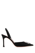 Amina Muaddi Crystal-Embellished Slingback Slingback Heel — Black