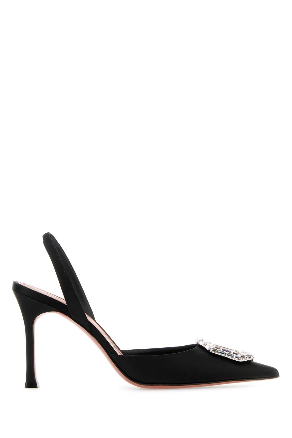 Amina Muaddi Crystal-Embellished Slingback Slingback Heel — Black