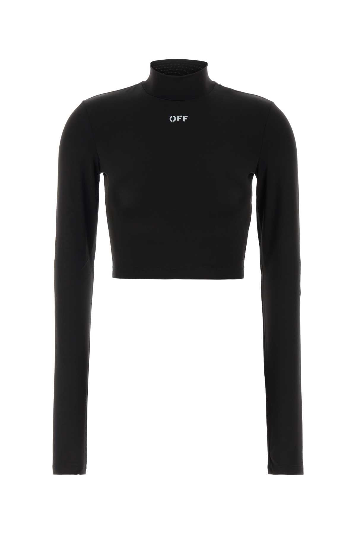 Off-White Stamp Crop Top — Black