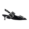 Ganni Buckle-Embellished Kitten Heel Pump — Black