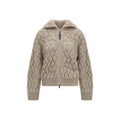 Brunello Cucinelli Cable-Knit Mohair Blend Cardigan — Beige