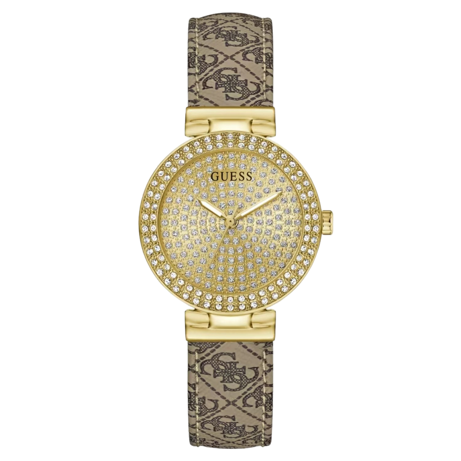 Guess Crystal-Paved Dial Watch — Gold
