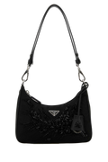 Prada Re-Nylon with Beaded Embroidery Shoulder Bag — Black