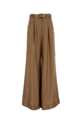 Zimmermann Silk Wide-Leg Trousers — Beige