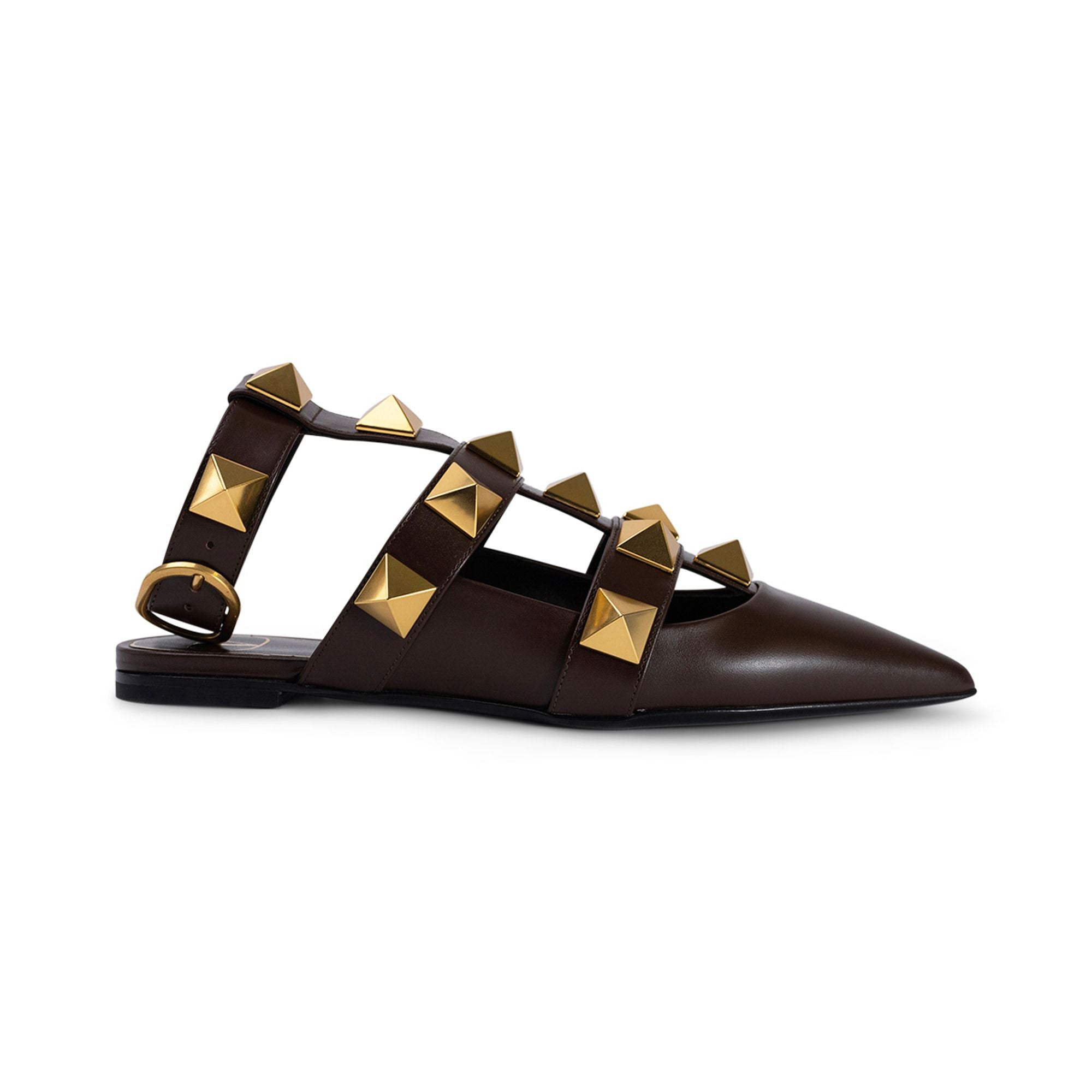 Valentino Garavani Roman Stud Flat — Brown