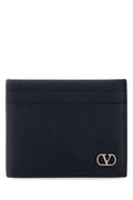 Valentino Garavani Grained Calfskin Card Case — Navy
