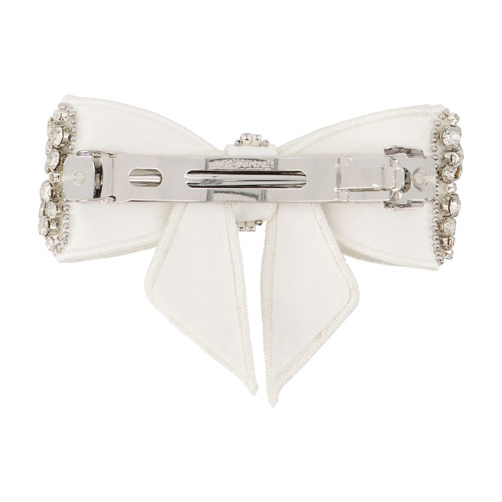 Self-Portrait Crystal-Embellished Bow Hair Clip — White