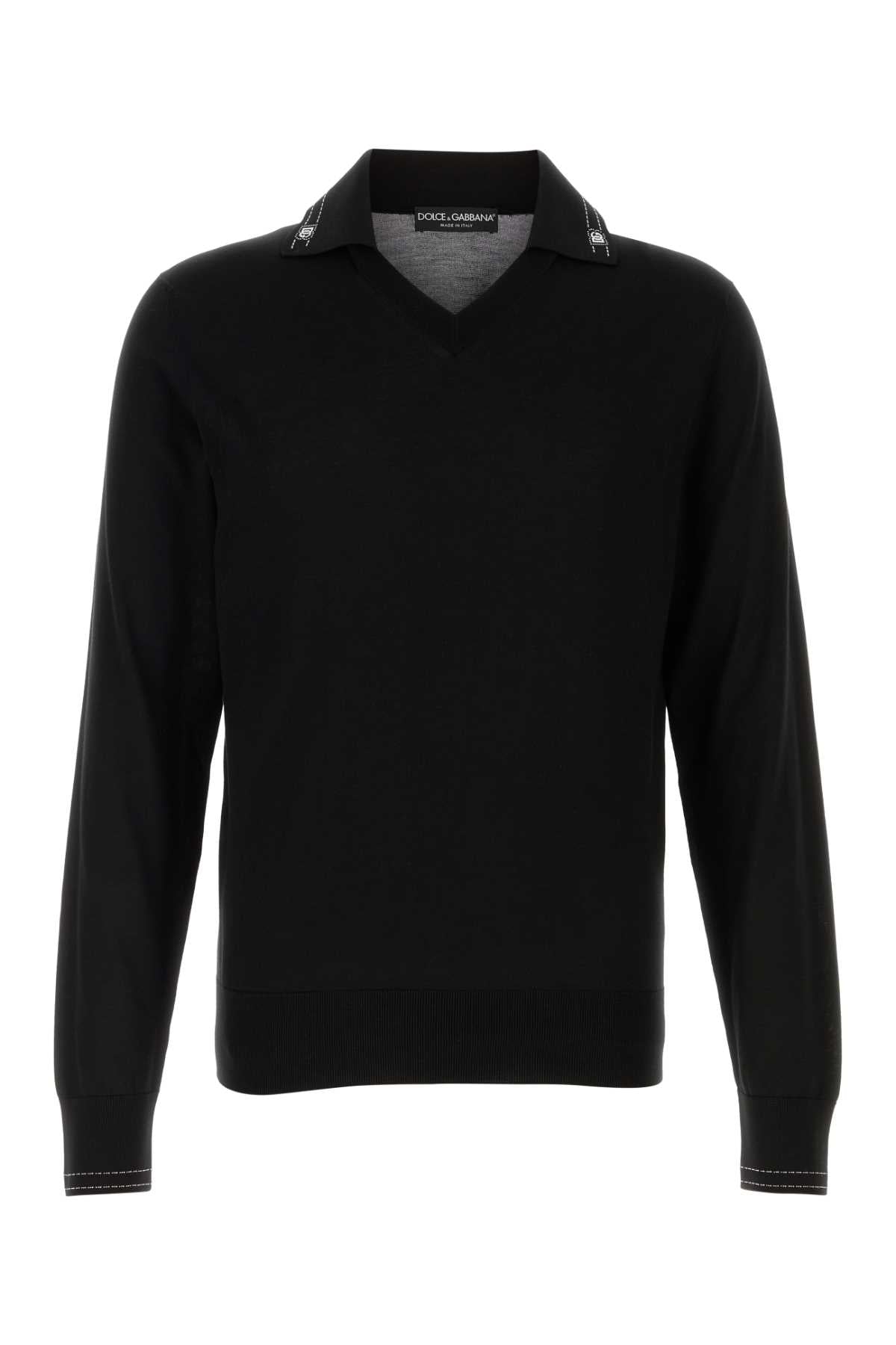 Dolce & Gabbana Silk Polo — Black
