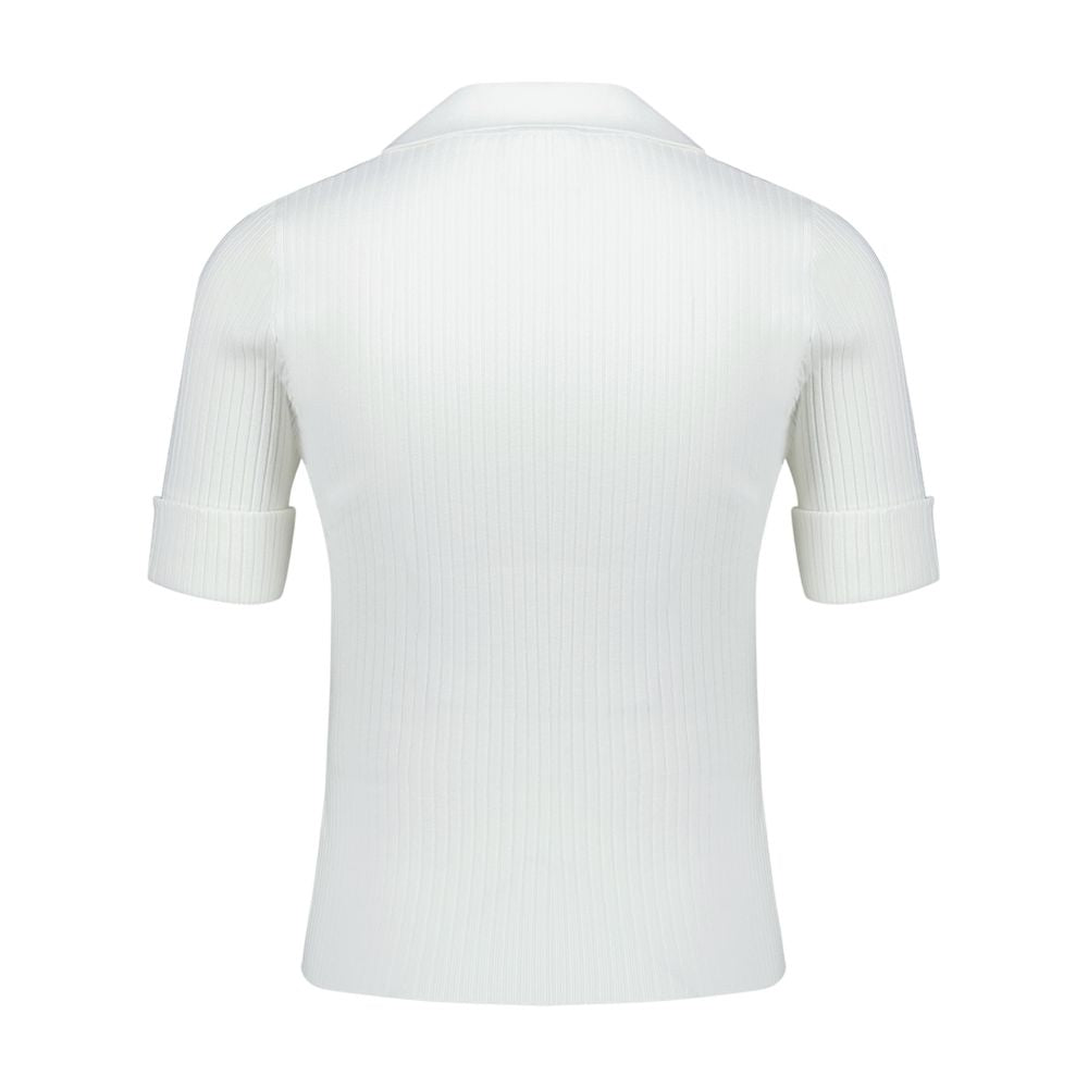 Courreges Ribbed Viscose Polo — White