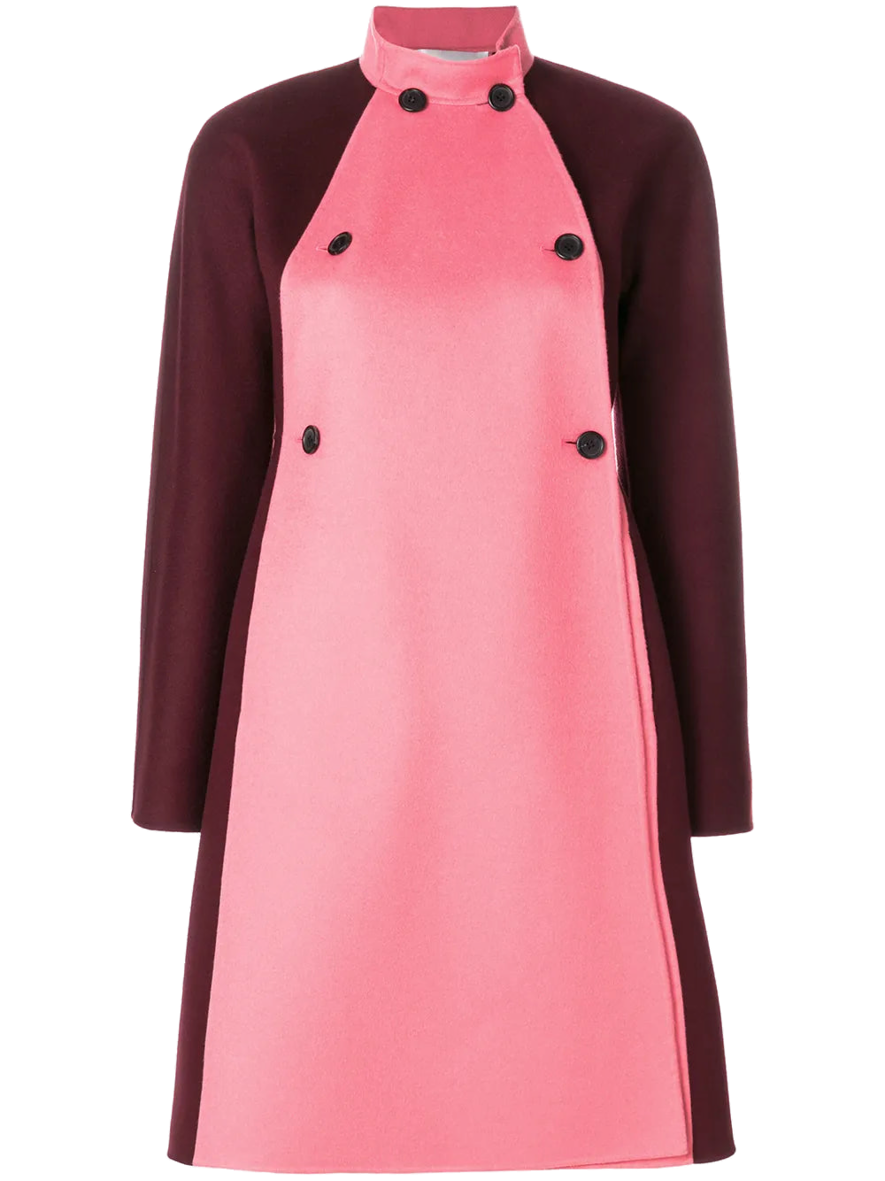 Valentino Color-Blocked Wool-Blend Coat — Pink