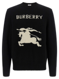 Burberry Logo-Embroidered Wool-Cashmere Sweater — Black