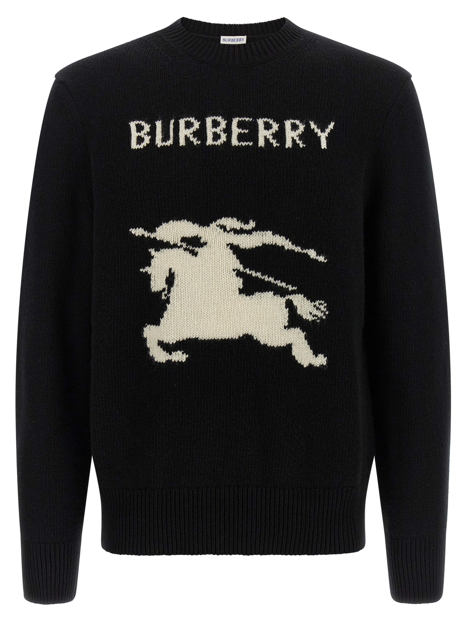 Burberry Logo-Embroidered Wool-Cashmere Sweater — Black