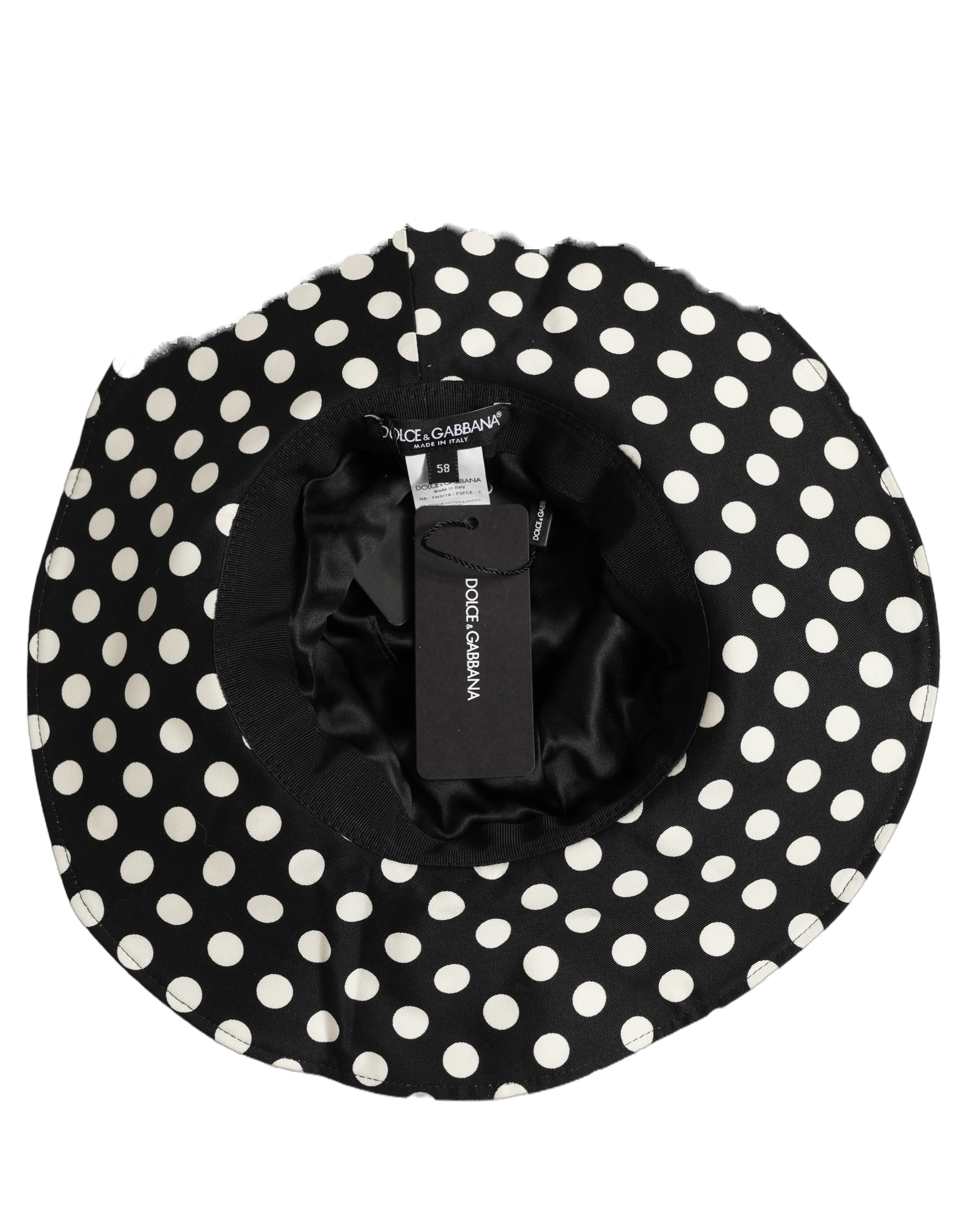 Dolce & Gabbana HAT10011 Polka Dot Cotton Bucket Hat — Black