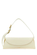 Jil Sander Curved Flap Leather Shoulder Bag — Beige