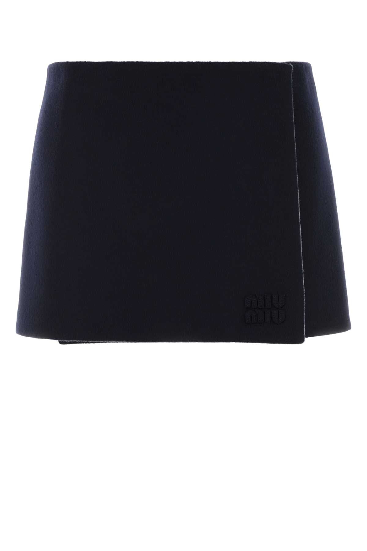 Miu Miu Virgin Wool & Cashmere Wrap Skirt — Blue