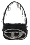 Diesel Rhinestone-Embellished Denim Shoulder Bag — Black