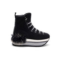 Hogan Fur-Trimmed Platform Boot — Black