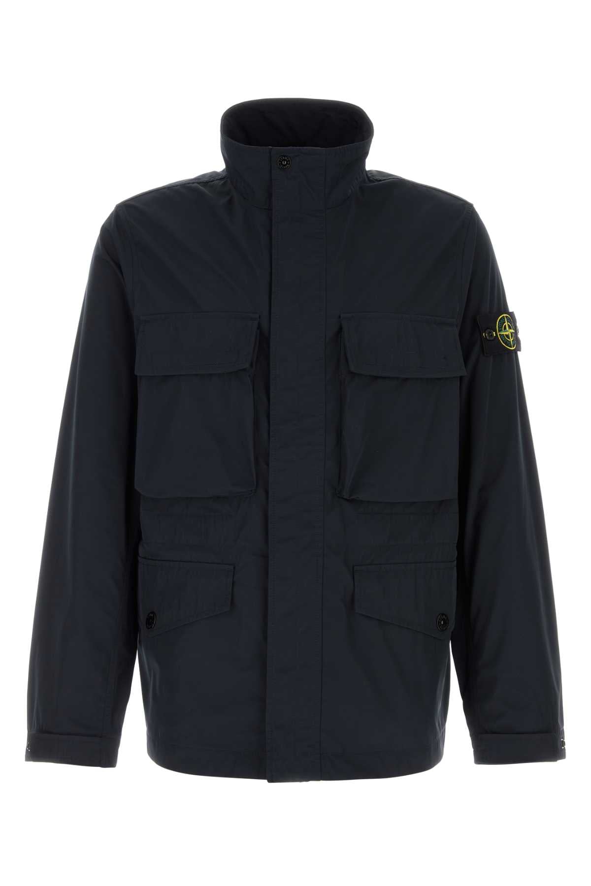 Stone Island Cargo-Pocket Polyester Jacket — Navy