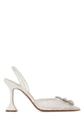 Amina Muaddi Croc-Embossed Slingback Slingback Heel — White