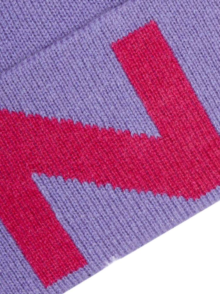 Pinko 101507 Colorblock Wool-Cashmere Beanie — Purple