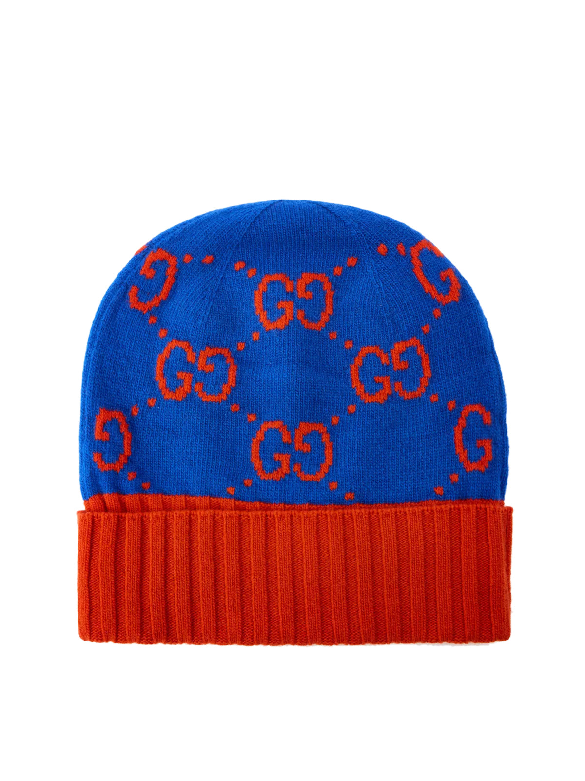 Gucci 6761104G2064876 GG Monogram Wool Beanie — Blue