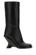 Dries Van Noten Sculptural-Heel Calf Leather Boot — Black