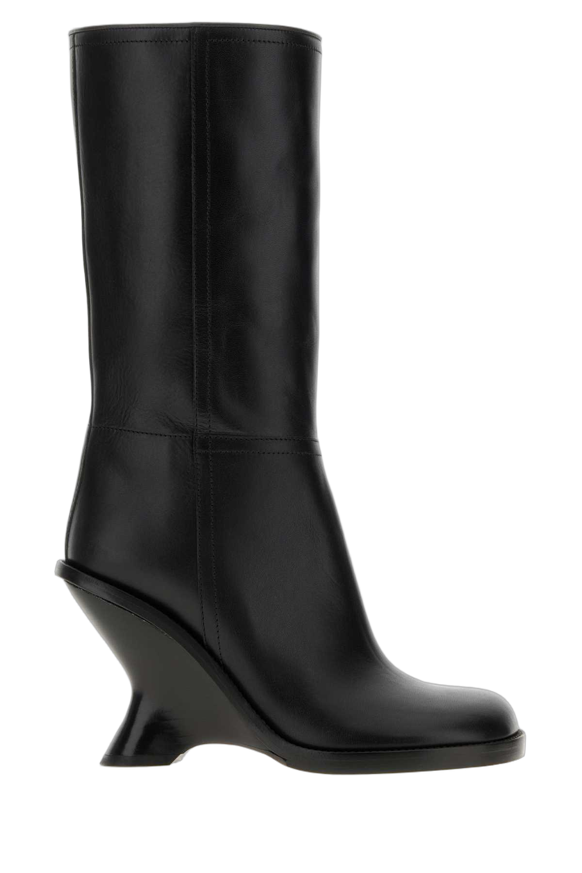 Dries Van Noten Sculptural-Heel Calf Leather Boot — Black