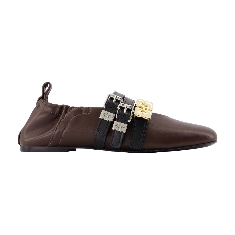 Ganni Sue Flat — Brown