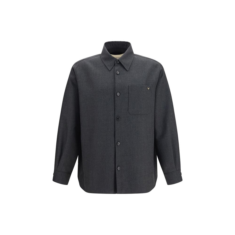 Valentino Garavani Wool-Blend Shirt — Gray