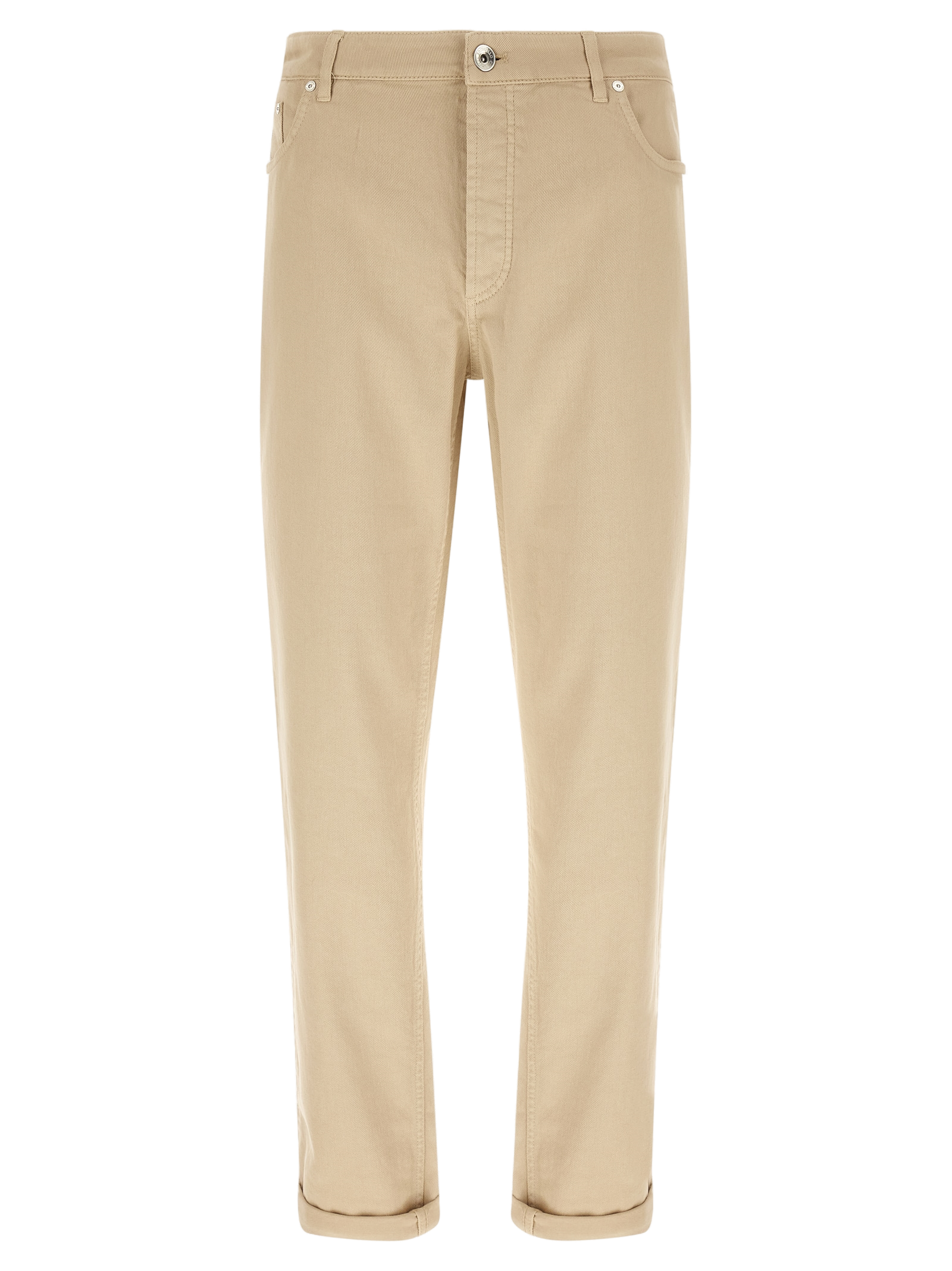 Brunello Cucinelli Tapered Cotton Trousers — Beige