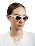 Furla SFU985 Glossy Acetate Cat-Eye Sunglasses — Beige