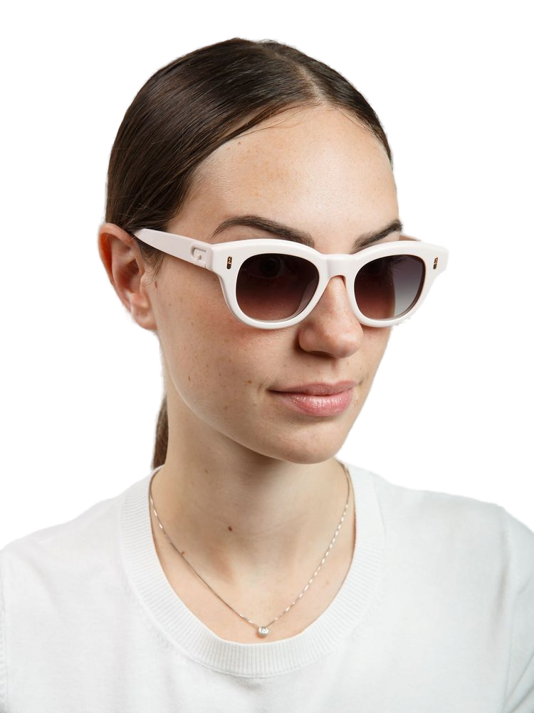 Furla SFU985 Glossy Acetate Cat-Eye Sunglasses — Beige