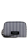 Dolce & Gabbana Striped Fabric Clutch — Navy