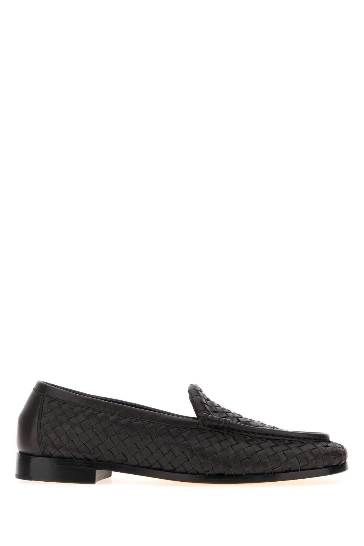 Bottega Veneta Intrecciato-Woven Leather Loafer — Black