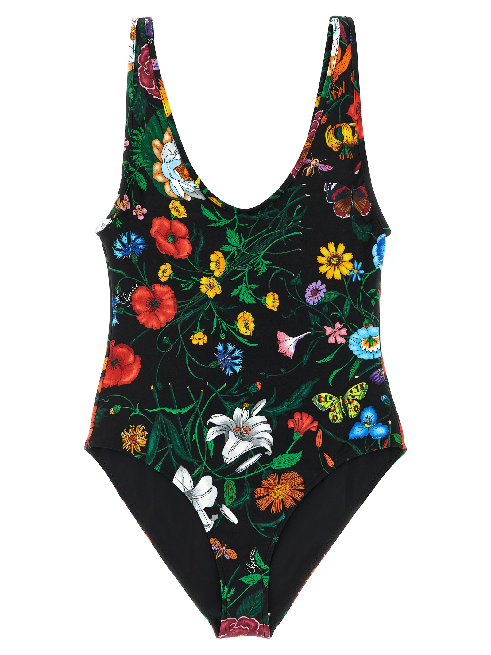 Gucci Flora One-Piece Swimsuit — Black